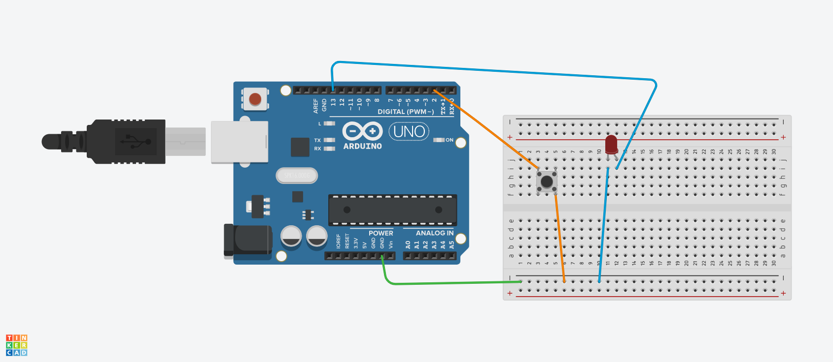 The same circuit with a breadboard