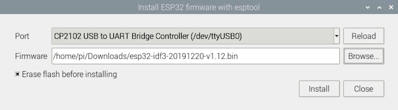 Select the MicroPython firmware file