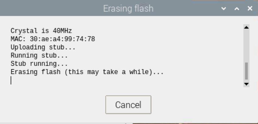 The esptool will flash the firmware to the ESP32