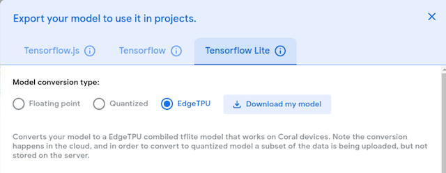 Three options for exporting the model